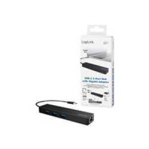 LOGILINK USB 3.1 HUB 3-port Type-C w/Gigabit LAN schwarz 