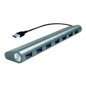 LOGILINK USB 3.0 HUB 7-port, Aluminium grau 