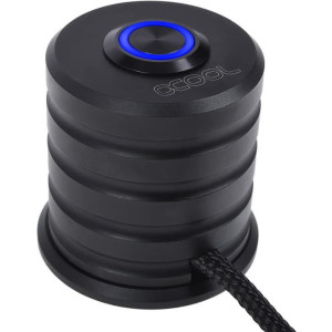  ALPHACOOL Powerbutton m. Tas. 19mm bu/bk | Deep Black Kühler 