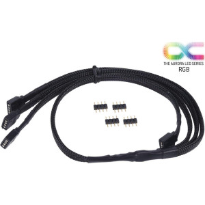  ALPHACOOL Y-Kabel RGB 4pol auf 3x 4pol | 60cm inkl. Stecker - Schwarz Kühler 