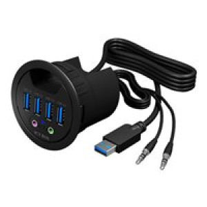 RAIDSONIC ICY BOX IB-Hub1403a Tisch-Hub mit 4x USB 3.0 mit bis zu 5 Gbit/s und Audio Ein-/Ausgang Ka 