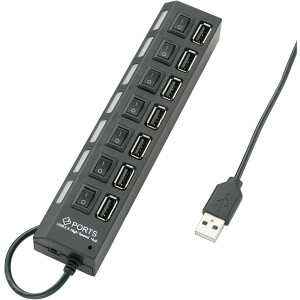 RENKFORCE 7 Port USB 2.0-Hub einzeln schaltbar, mit Status-LEDs Schwarz 
