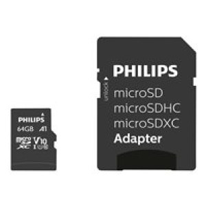  PHILIPS SD Micro SDHC Card  64GB Card Class 10 incl. Adapter  