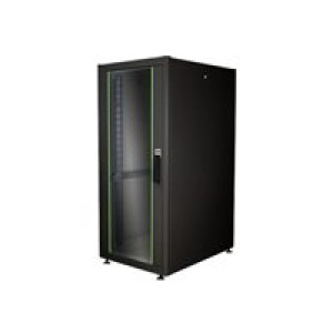 DIGITUS 26HE Netzwerkschrank Dynamic Basic 1330x600x800mm Farbe Schwarz RAL 9005 mit Glastür 