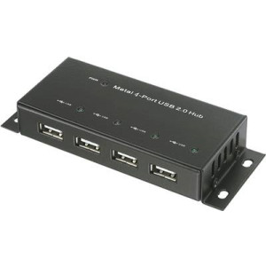 RENKFORCE 4 Port USB 2.0-Hub Metallgehäuse, zur Wandmontage Schwarz (1610328) 