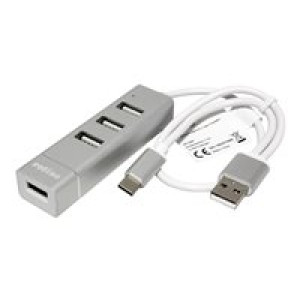 ROLINE USB 2.0 Notebook Hub, 4 Ports, Typ A+C Anschlusskabel (14.02.5037) 