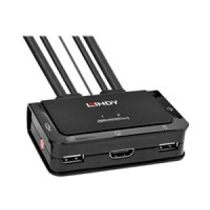  LINDY 2 Port HDMI 2.0 18G, USB 2.0 KVM Switch mit Audio  