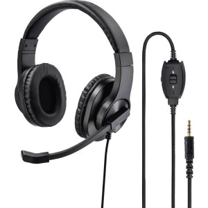 HAMA PC-Headset 3.5 mm Klinke schnurgebunden, Stereo Hama On Ear Schwarz 