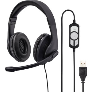 HAMA PC-Headset USB schnurgebunden, Stereo Hama On Ear Schwarz 