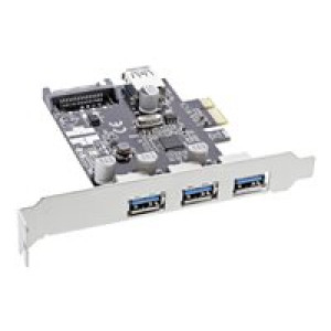 INLINE ® Schnittstellenkarte, 3x+1x USB 3.0, PCIe, mit SATA Stromanschluss, inkl. Low-Profile Slotbl 