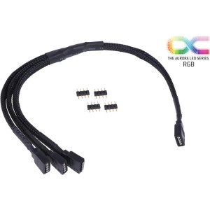  ALPHACOOL Y-Kabel RGB 4pol auf 3x 4pol | 30cm inkl. Stecker - Schwarz Kühler 