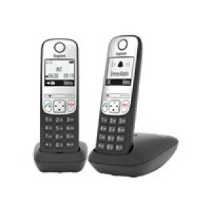 GIGASET A690 Duo Schnurloses Telefon analog Freisprechen, mit Basis, Wahlwiederholung Schwarz 