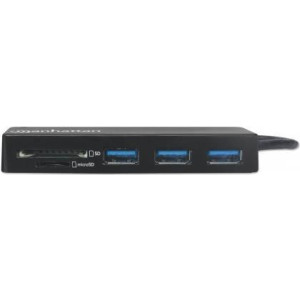 IC INTRACOM Manhattan 3-Port USB 3.2 Gen 1 Hub C-St./3 xA & Card Reader 