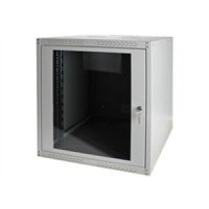 DIGITUS 48,3cm 19" Wandschrank 12HE SoHoline RAL7035 grau H638mmxB600mmxT450mm mit Glastür 