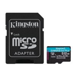  KINGSTON 512GB microSDXC Canvas Go Plus 170R A2 U3 V30 Card + ADP  