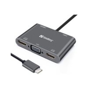  SANDBERG USB-C Dock 2xHDMI+1xVGA+USB+PD  