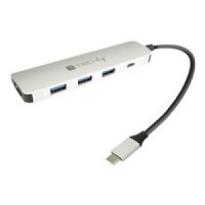 TECHLY USB3.1 Super Speed Hub 4-Ports mit USB Typ C-PD Kabel 