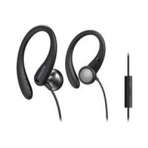 PHILIPS A1105BK Sport On Ear Kopfhörer On Ear Ohrbügel, Lautstärkeregelung Schwarz 
