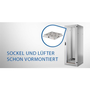 EFB ELEKTRONIK Netzwerkschrank PRO 42HE, 800x1000 mm, RAL7035 Set inkl. Sockel, 4-fach Lüfter und Ne 