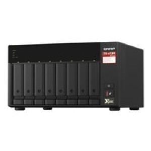  QNAP 8-bay NAS AMD Ryzen Embedded V1500B 2.2GHz 8GB 8xSATA 6Gb/s bays 2xM.2 NVMe PCIe Gen3 SSD slots  