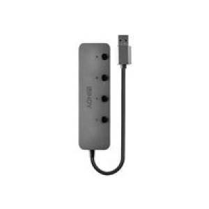 LINDY 4 Port USB 3.0 Hub mit Ein-/Ausschaltern 4 Port USB 3.0-Hub einzeln schaltbar Grau 