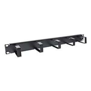 INTOS ELECTRONIC InLine® 19" Kabelführungspanel, 5 kleine Bügel, RAL 9005, schwarz 