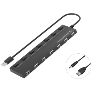 CONCEPTRONIC USB-Hub 7-Port 2.0  ->7x2.0 extra o.Netzteil sw 