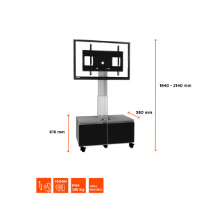  CELEXON Expert elektrisch höhenverstellbarer Display-Rollwagen Adjust-4286MS mit Schrank - 50cm  