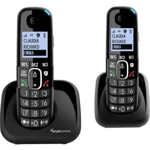 AUDIOLINE Amplicomms BigTel 1502 DECT-Mobilteil Freisprechen, für Hörgeräte kompatibel, Wahlwiederho 