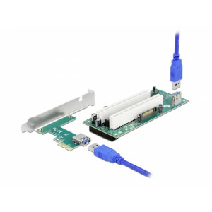 DELOCK Riser Karte PCI Express x1 zu 2x PCI 32Bit Slot mit 60cm Kabel 