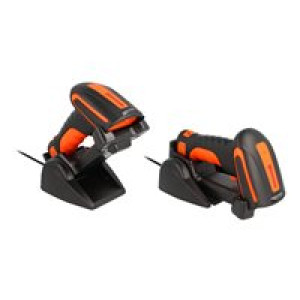 DELOCK Industrie Barcode Scanner 1D und 2D für 2,4GHz oder Bluetooth mit induktiver Ladestation 