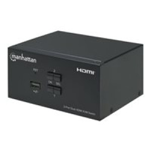  MANHATTAN KVM Switch 2-Port Dual-Monitor HDMI 4K@30Hz  