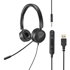 CONRAD Renkforce RF-HS-360 Computer On Ear Headset kabelgebunden Stereo Schwarz Lautstärkeregelung, 