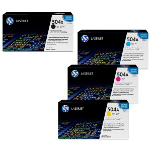 HP Original 504A Toner 4er Set schwarz XL, cyan, magenta, gelb (CE250X, CE251A, CE252A, CE253A) (OPC 