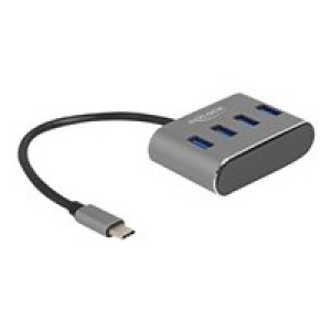 DELOCK 4 Port USB 3.2 Gen 1 Hub mit USB Type-C Anschluss  USB Typ-A Buchsen oben 