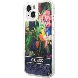 GUESS Hard Cover Flower Liquid Glitter Blue, für iPhone 14, GUHCP14SLFLSB (GUHCP14SLFLSB) 