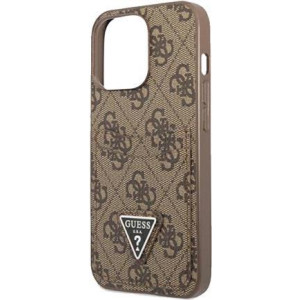 GUESS Hard Cover 4G Saffiano Double Card Brown, für Apple iPhone 13 Pro, GUHCP13LP4TPW (GUHCP13LP4TP 