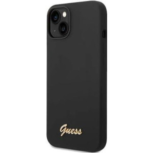 GUESS Liquid Silicone Metal Logo Case für Apple iPhone 14 Max - black (GUHCP14MSLSMK) 