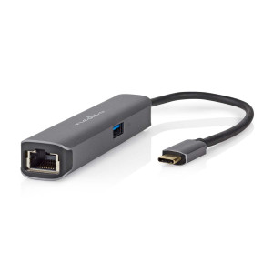 NEDIS USB Multi-Port-Adapter USB 3.2 Gen1 4-in-1 - USB-C? Stecker, HDMI? Buchse, RJ45 Buchse, USB-A 