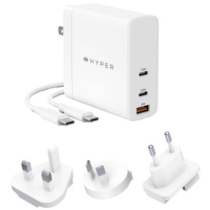 HYPER Juice 140W PD 3.1 USB-C mit Stecker-Adapter, 2m, für Apple Produkte, weiß 