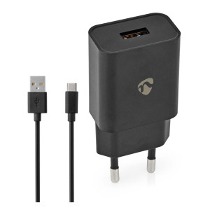 NEDIS Netzladegerät 12 W 1x 2.4 A A - Anzahl der Ausgänge: 1, USB-A, USB Type-C? (Lose) Kabel, Singl 