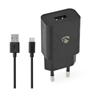 NEDIS Netzladegerät 12 W 1x 2.1 A A - Anzahl der Ausgänge: 1, USB-A, Micro USB (Lose) Kabel, Single 