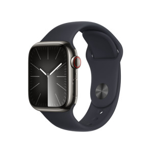 APPLE Watch Series 9 GPS + Cellular 41mm Graphite Stainless Steel Case with Midnight Sport Band - M/ 