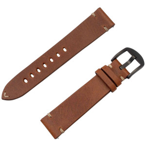 JT BERLIN Watchband Alex II Vintage | Universal 20mm | braun - Edelstahl schwarz | M | 10847 (10847) 