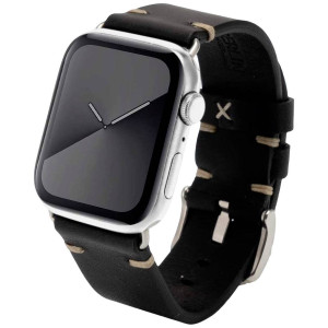 JT BERLIN Watchband Alex II Vintage | Apple Watch Ultra/42/44/45mm | schwarz - Edelstahl | M | 10828 