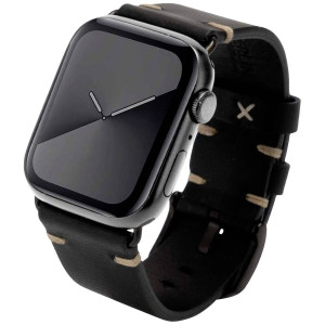 JT BERLIN Watchband Alex II Vintage | Apple Watch Ultra/42/44/45mm | schwarz - Edelstahl schwarz | M 