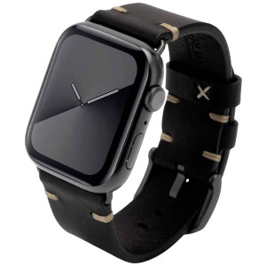 JT BERLIN Watchband Alex II Vintage | Apple Watch Ultra/42/44/45mm | schwarz - Aluminium space grau 