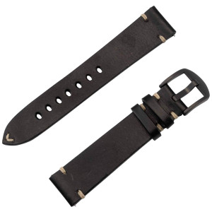 JT BERLIN Watchband Alex II Vintage | Universal 20mm | schwarz - Edelstahl schwarz | M | 10846 (1084 