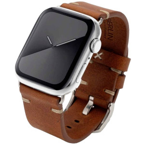 JT BERLIN Watchband Alex II Vintage | Apple Watch Ultra/42/44/45mm | braun - Edelstahl | M | 10829 ( 