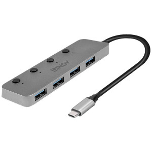 LINDY USB 3.2 Typ C Hub 4 Port mit Ein-/Ausschalter 